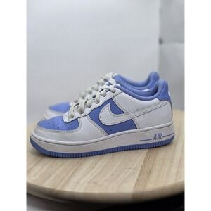 Kids Sz‎ 2Y - Nike Air Force 1 White Blue Leather Sneakers Lace Up HV0936-100